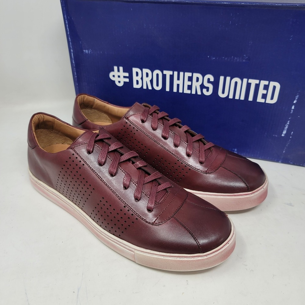 Brothers United Men's Sneakers Sz 7m Manor St Maroon Leather Fashion Shoes
